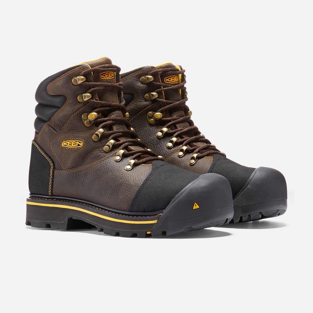 Cizme Keen Romania Barbati Maro/Negrii Milwaukee 6\" (Steel Toe) 7312-FAMKU